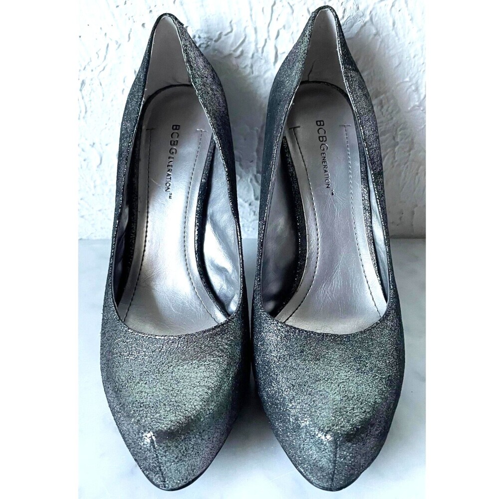 Sparkly Platform Pumps Heels Women's 8.5 Gold Black Iridescent BCBG Generation